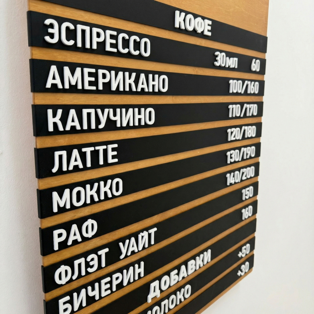 Настенное наборное меню арт. U10