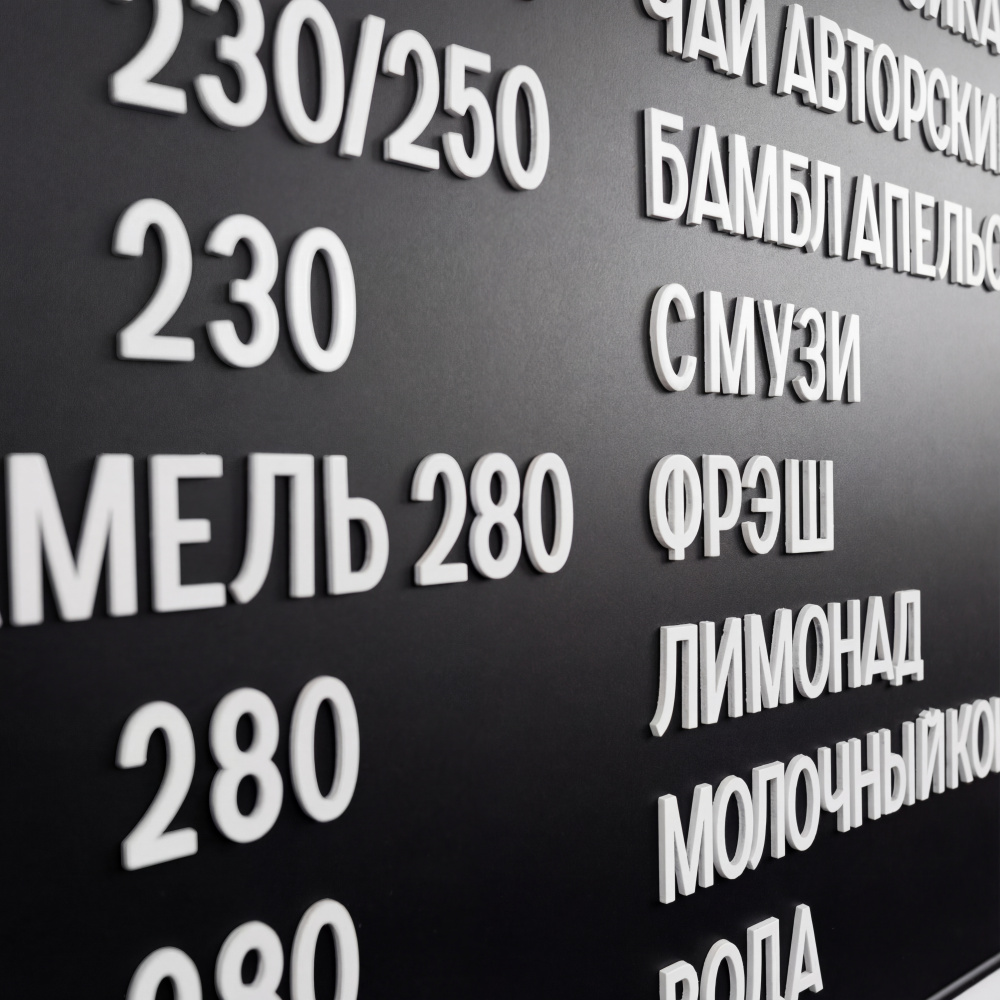 Наборное магнитное меню на щите арт. U8 (500 символов)